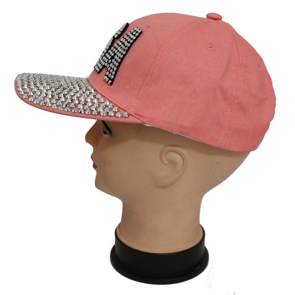 USA Women Fashion Dazzling Studs Stones Hat Adjustable Baseball Cap Pink - Picture 4 of 7